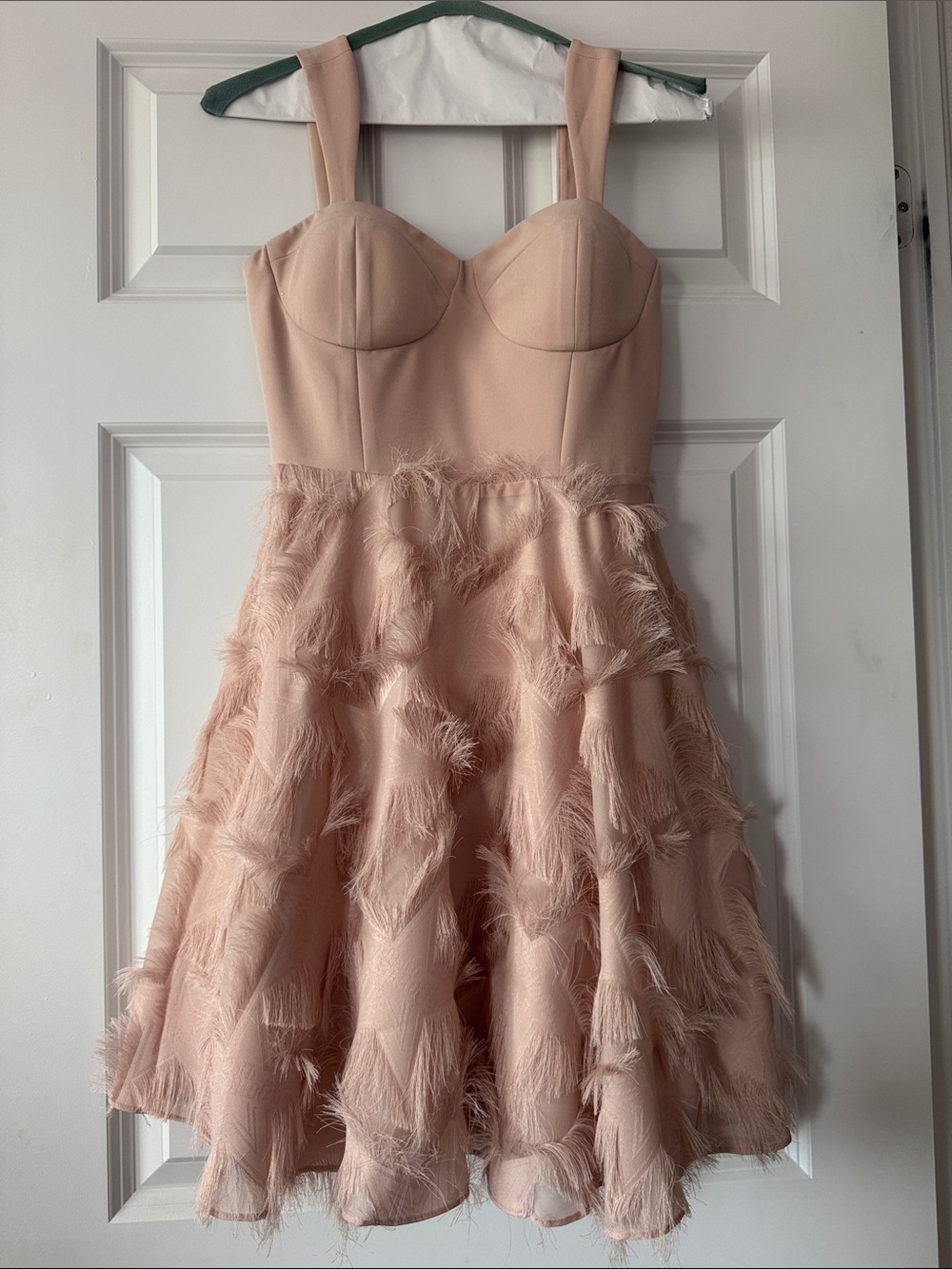 Blink Blank Girls' Blush Pink Feather-Trim Dress